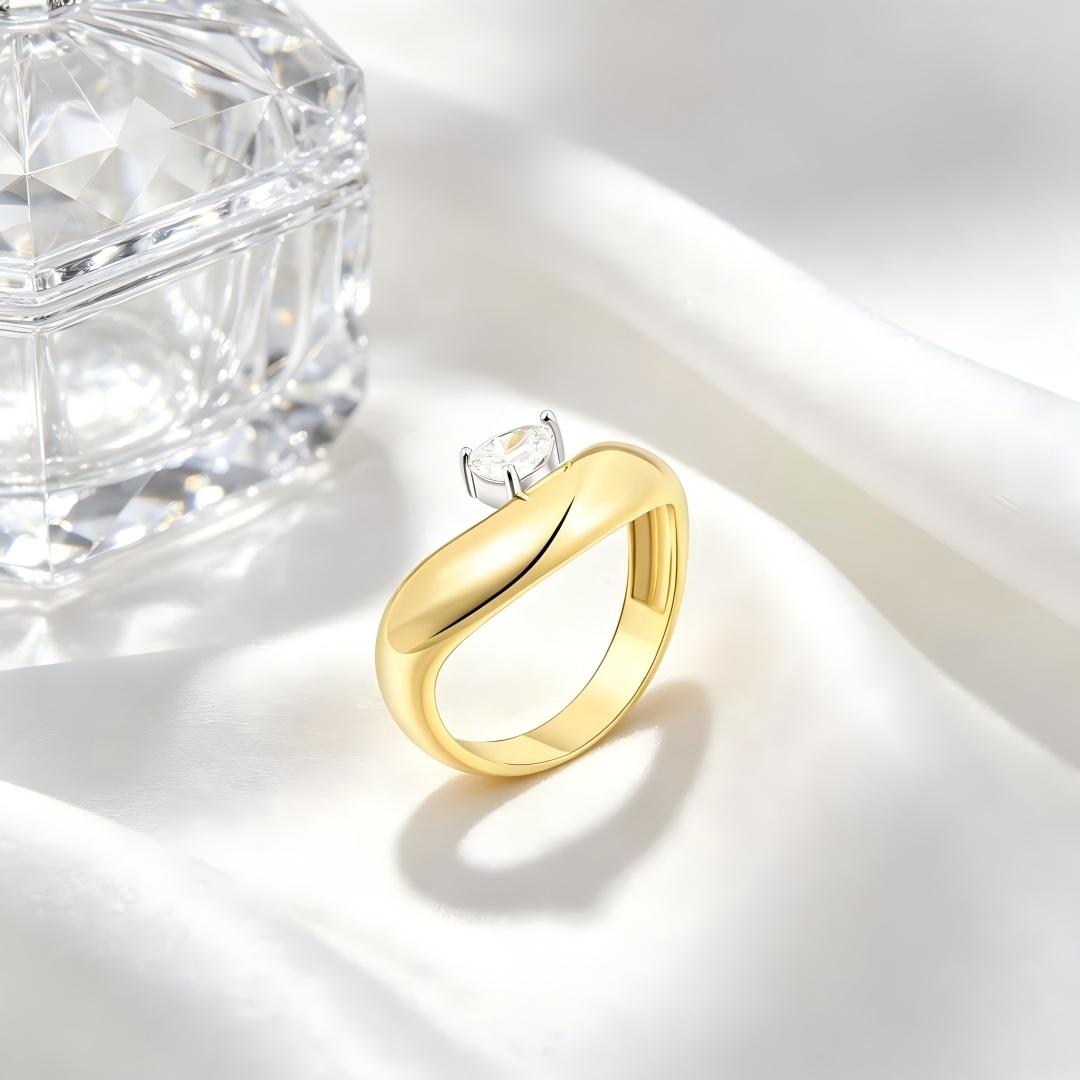 925 Sterling Silver Pear Cut Lab Grown Diamond Solitaire Ring-0.339ctw