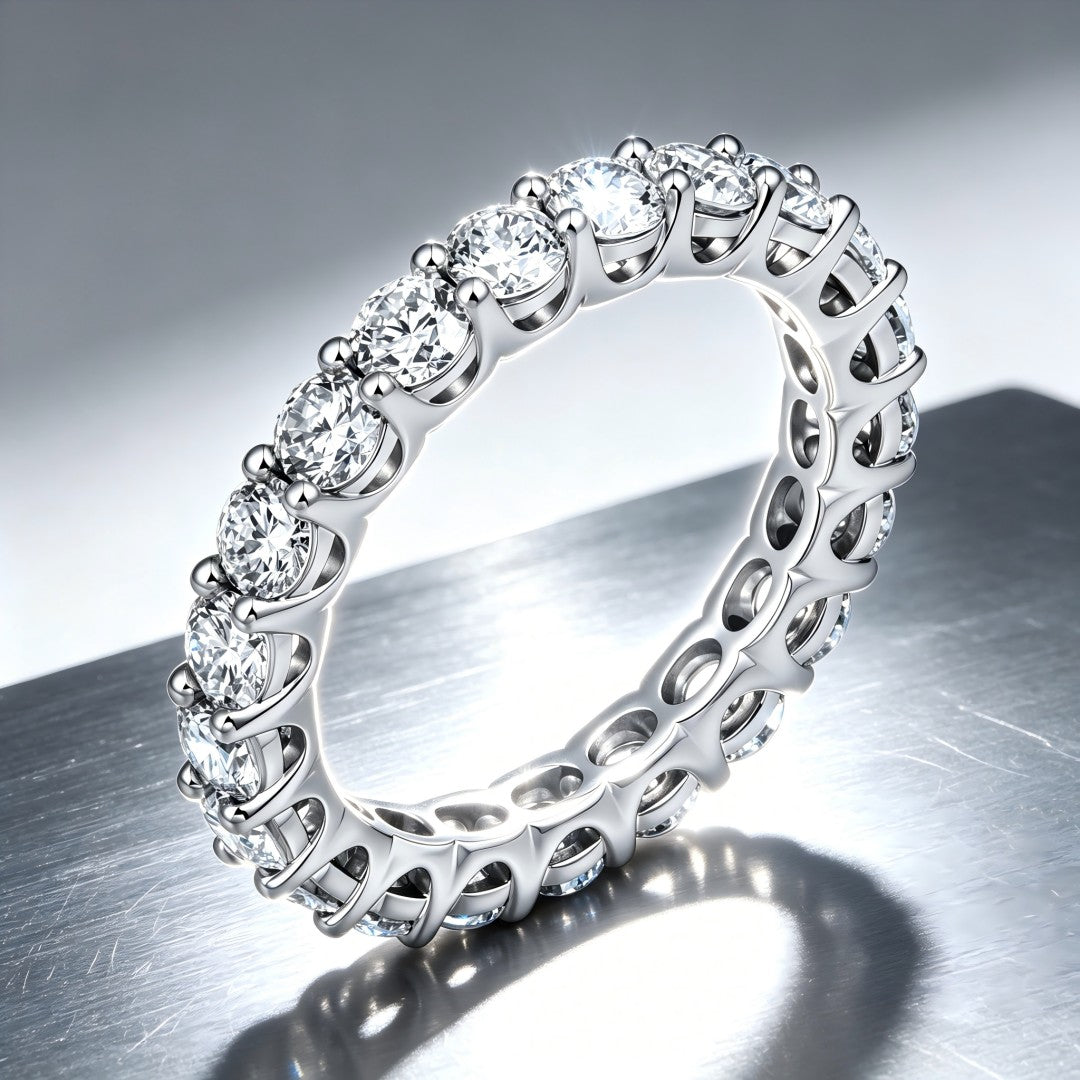 925 Sterling Silver Lab Grown Diamond Round Eternity Band-2.673ctw
