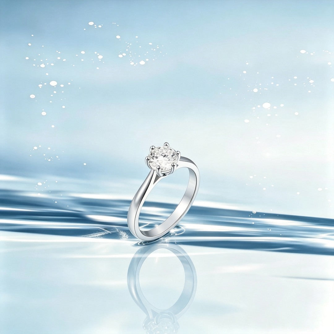 925 Sterling Silver Round Lab Grown Diamond solitaire Ring-1.02ctw