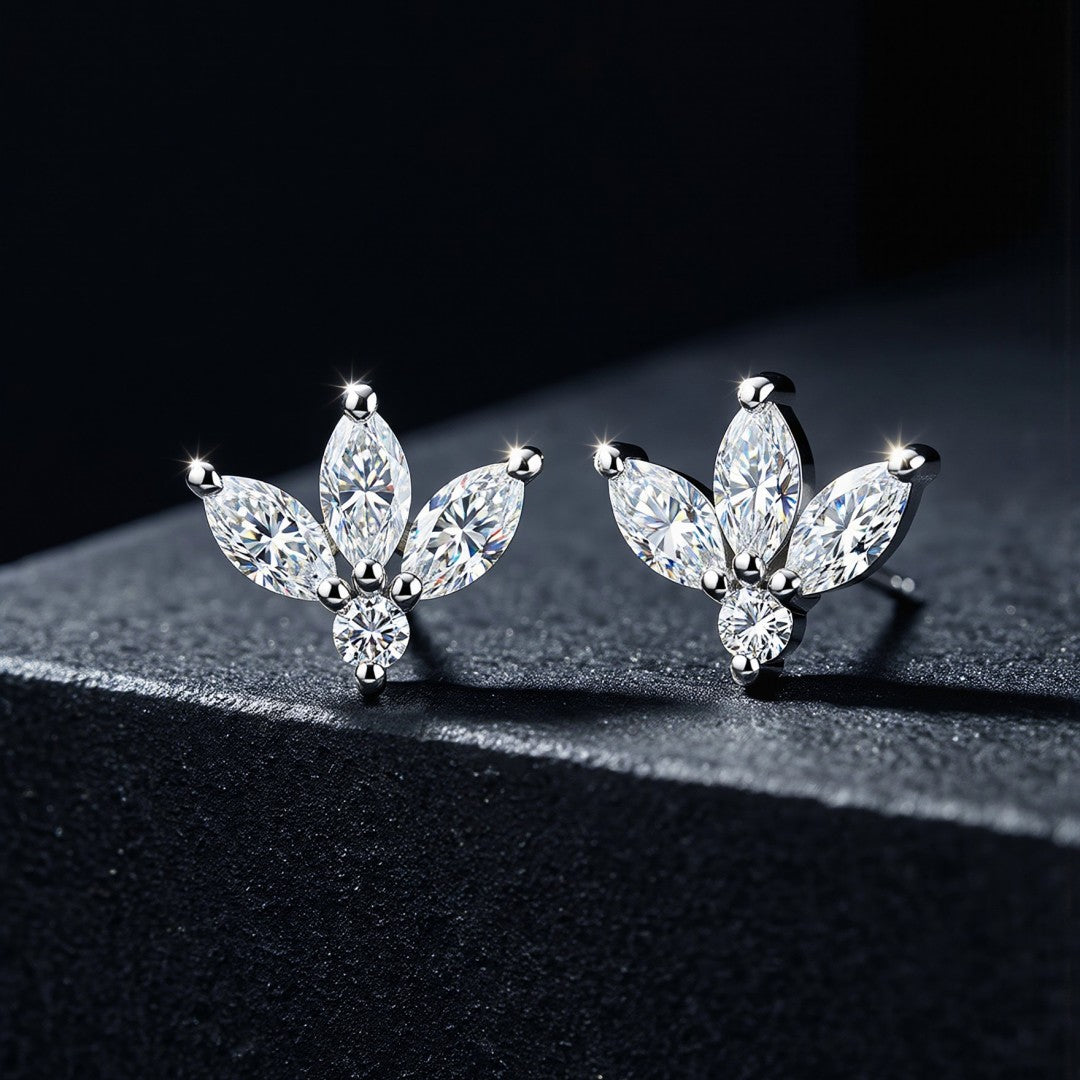 925 Sterling Silver Pear and Round Cut Lab Grown Diamond Earrings-0.407ctw