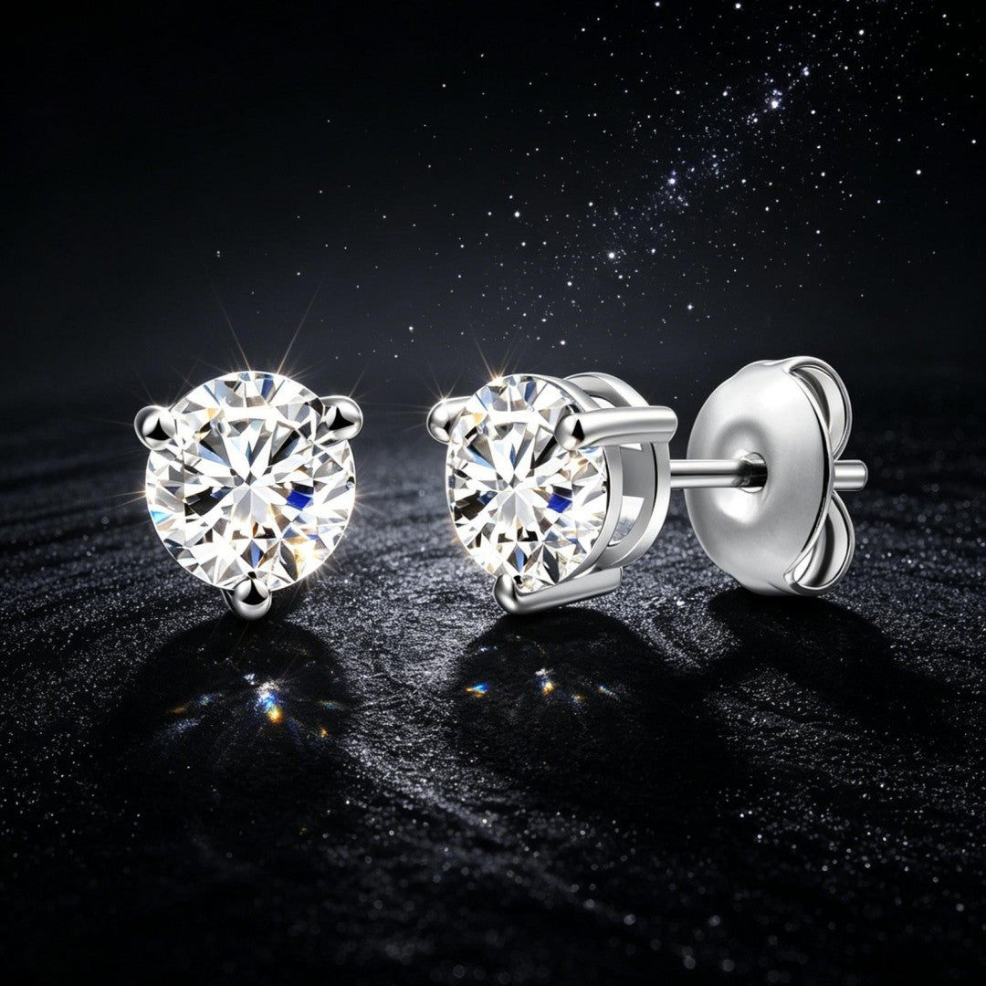 925 Sterling Silver Lab Grown Diamond Martini Earring Studs - 0.78ctw