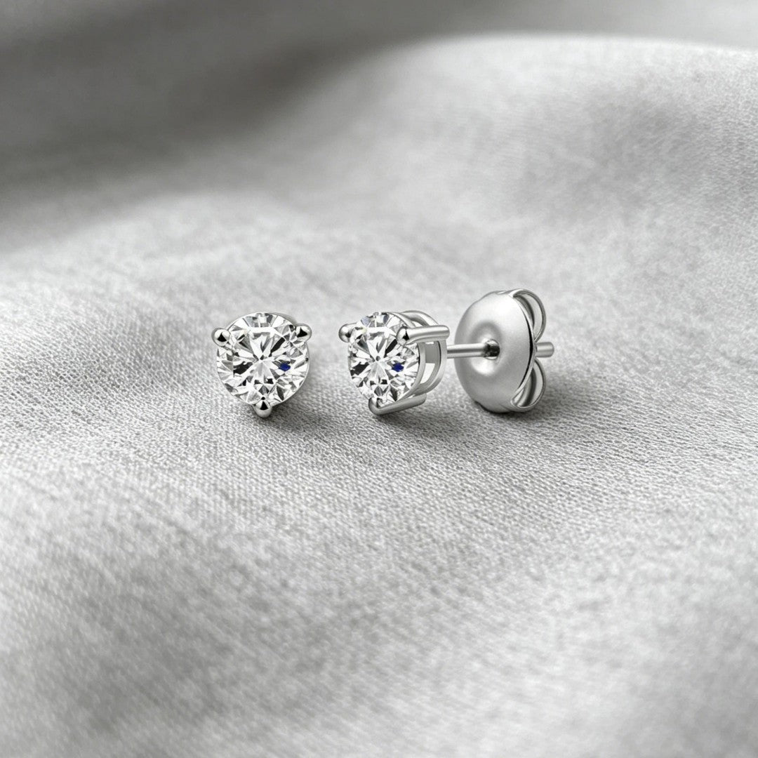925 Sterling Silver Lab Grown Diamond Martini Earring Studs - 0.45ctw