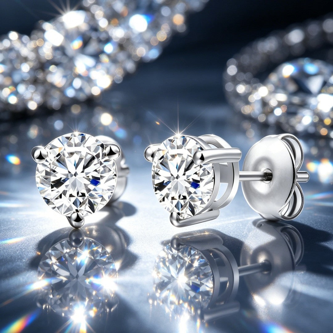 925 Sterling Silver Lab Grown Diamond Martini Earring Studs - 0.849ctw