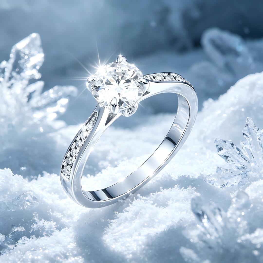 925 Sterling Silver Round Lab Grown Diamond solitaire Ring-1.111ctw