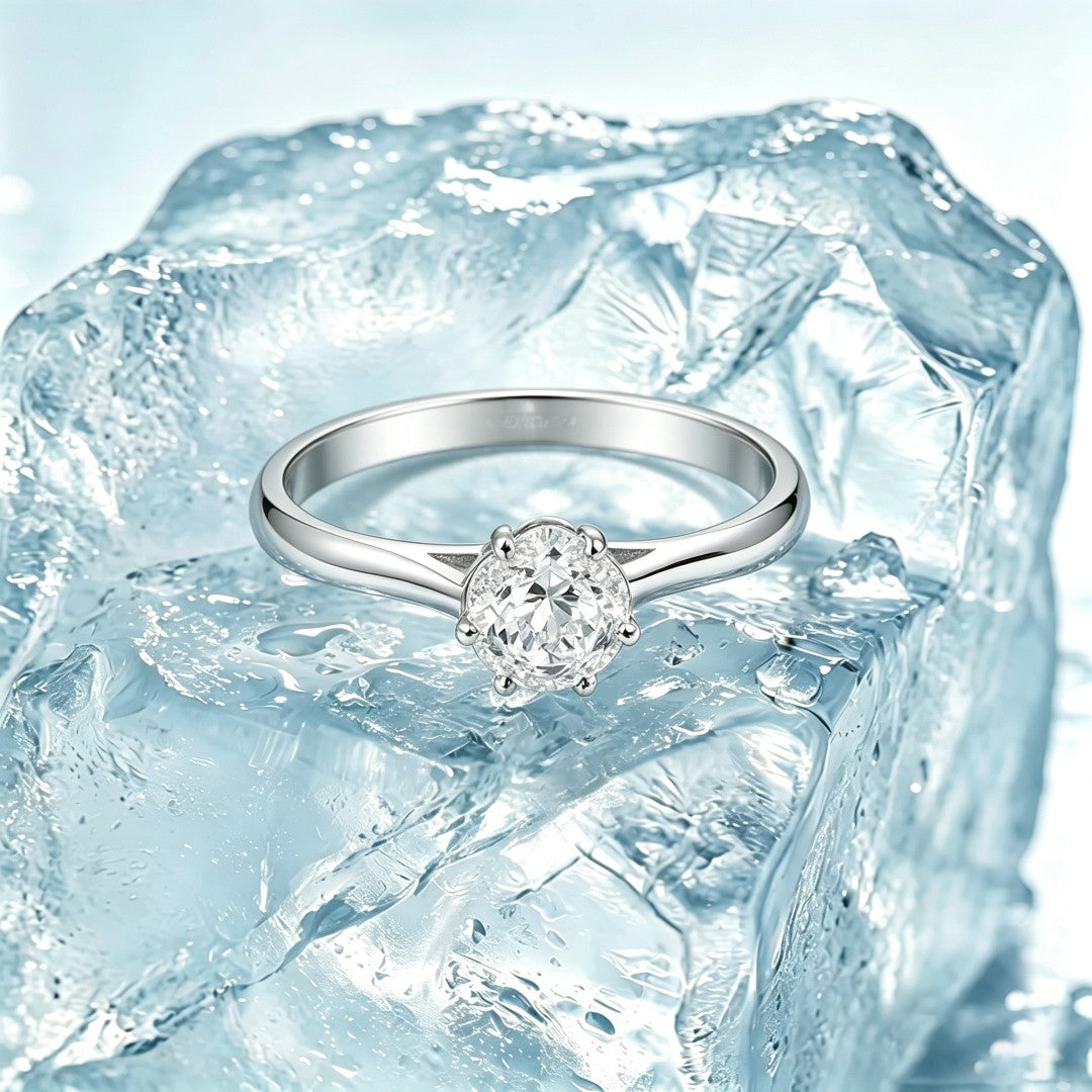 925 Sterling Silver Round Lab Grown Diamond solitaire Ring-1.02ctw