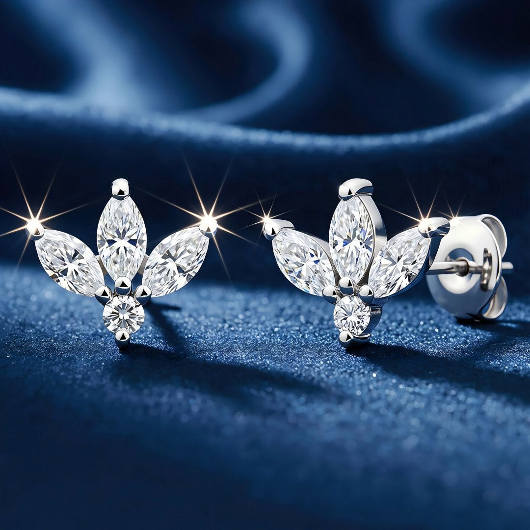 925 Sterling Silver Pear and Round Cut Lab Grown Diamond Earrings-0.407ctw