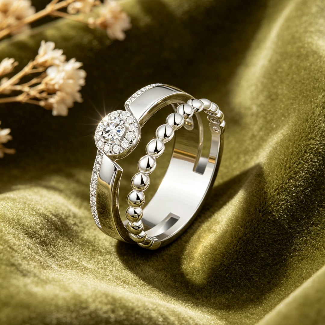 925 Sterling Silver Lab Grown Diamond Fashion Ring-0.287ctw