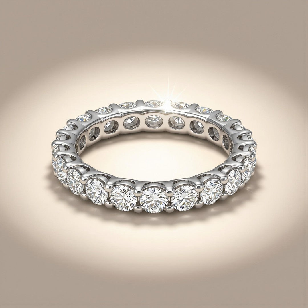 925 Sterling Silver Lab Grown Diamond Round Eternity Band-2.05ctw