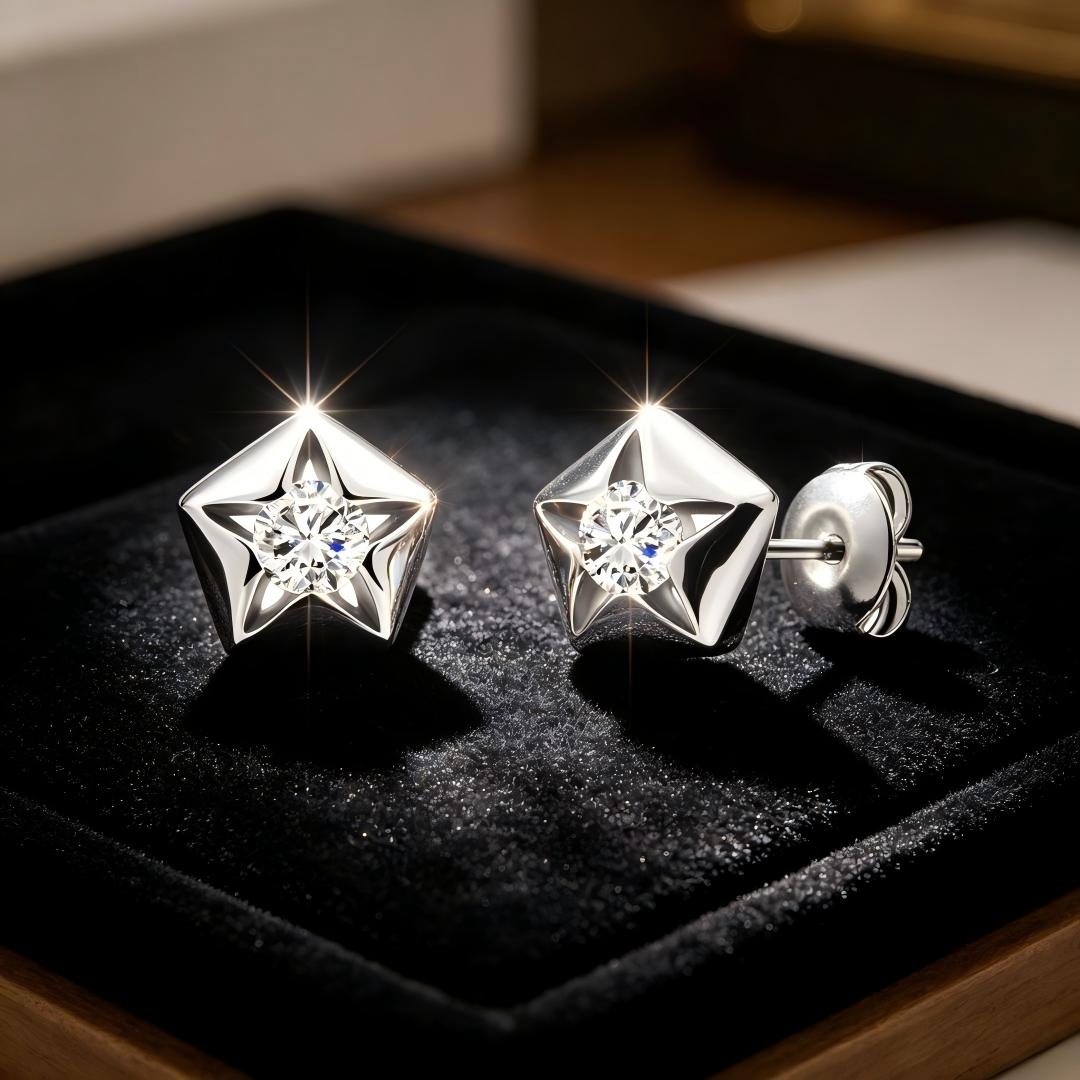 925 Sterling Silver Round Lab Grown Diamond Earrings-0.245ctw