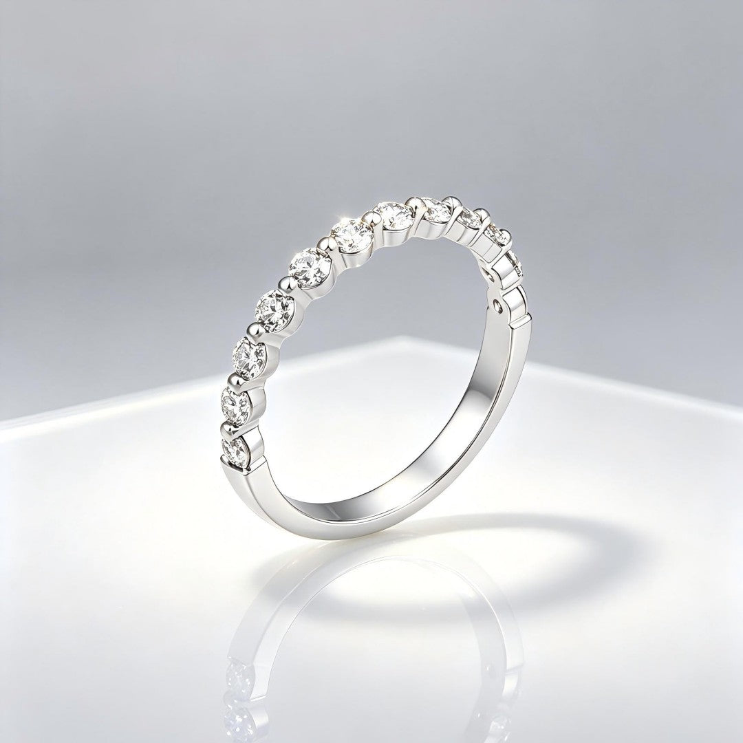 925 Sterling SilverLab Grown Diamond Single Shared Prong Halfway Band-0.515ctw