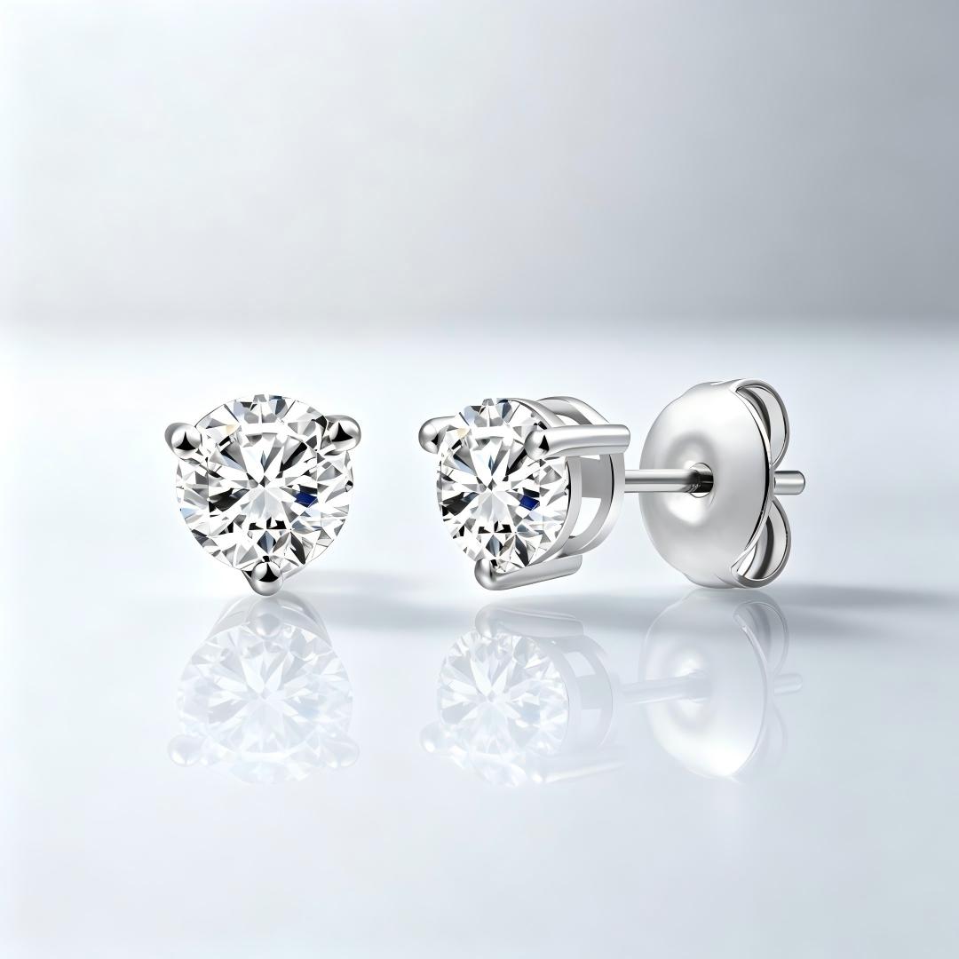 925 Sterling Silver Lab Grown Diamond Martini Earring Studs - 0.72ctw