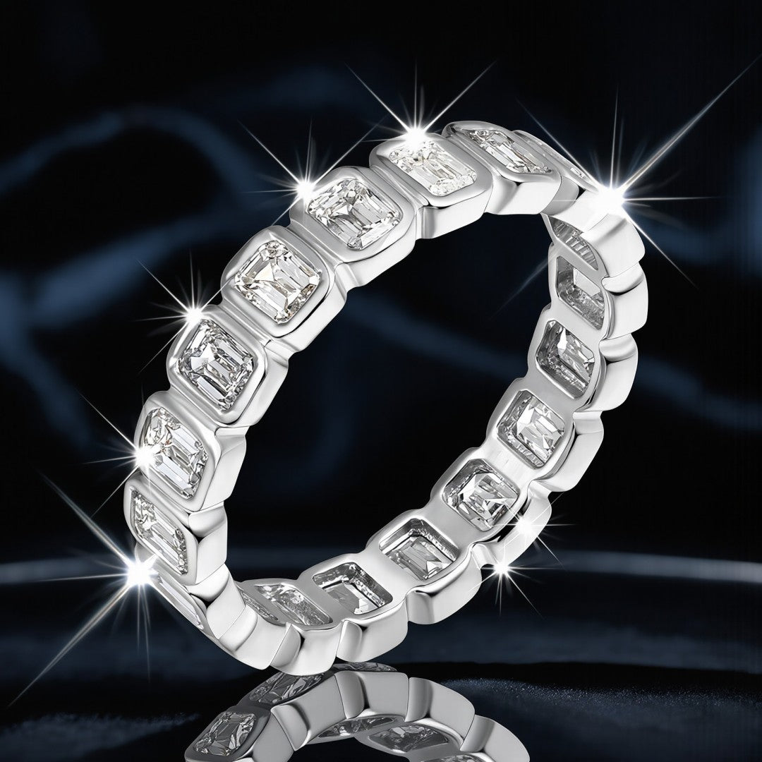 925 Sterling Silver Lab Grown Diamond Baggett Shape Band-2.03ctw