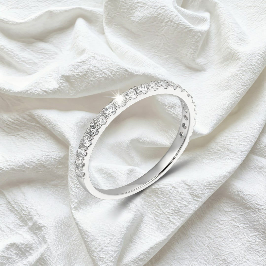 925 Sterling Silver Lab Grown Diamond Pave Band-0.39ctw