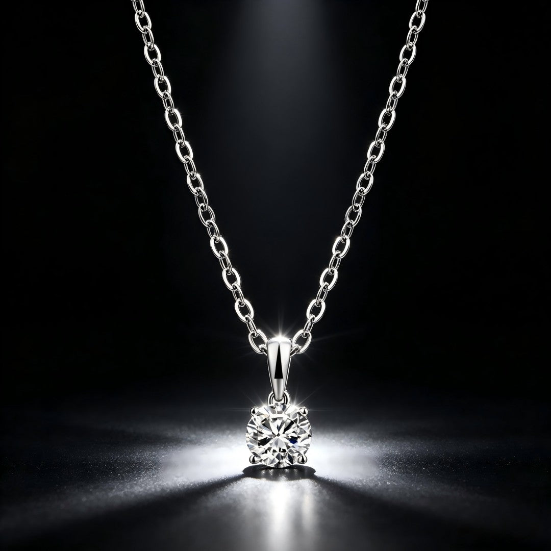 925 Sterling Silver Lab Grown Diamond Solitaire Pendant -0.511ct