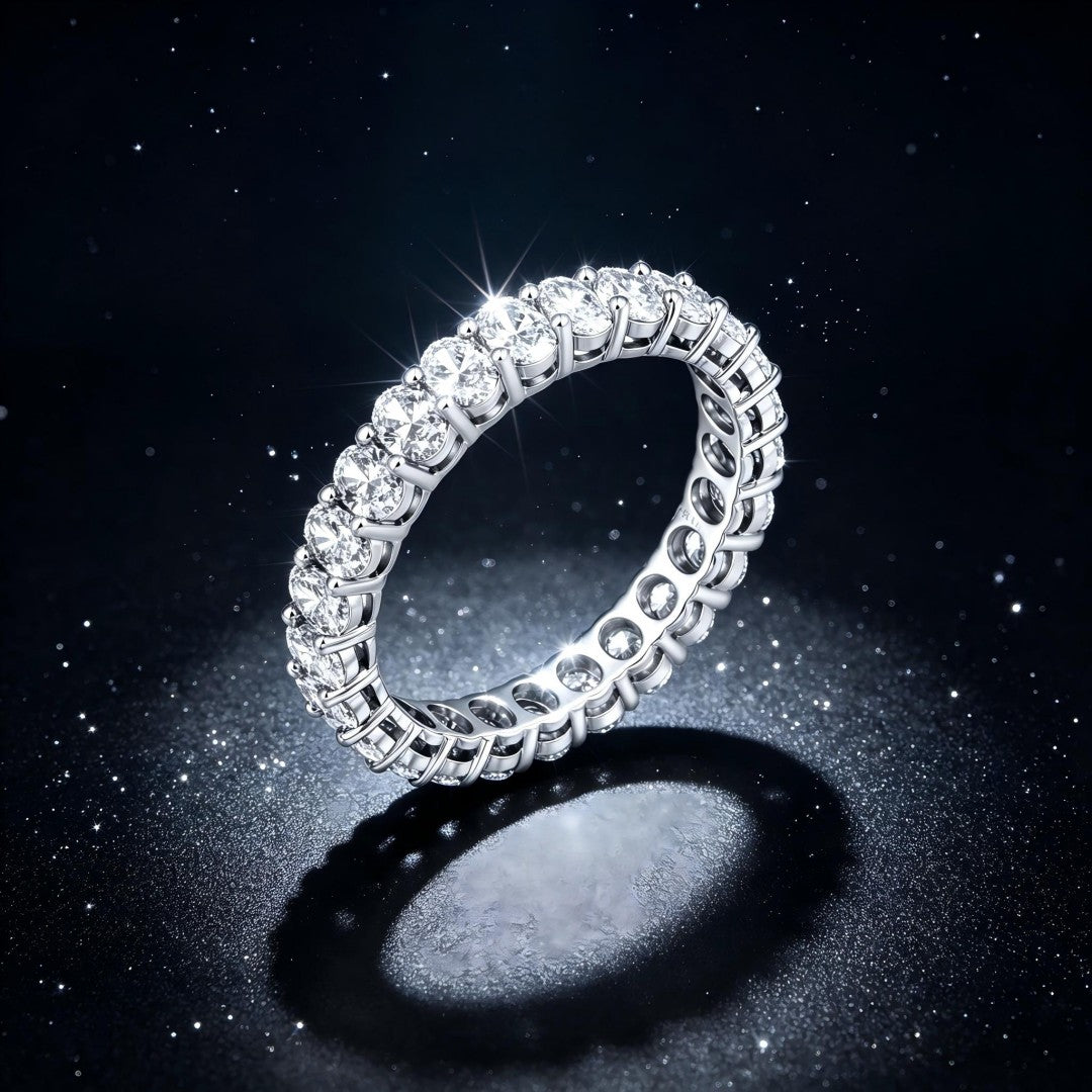925 Sterling Silver Lab Grown Diamond Baggett Shape Band-2.19ctw