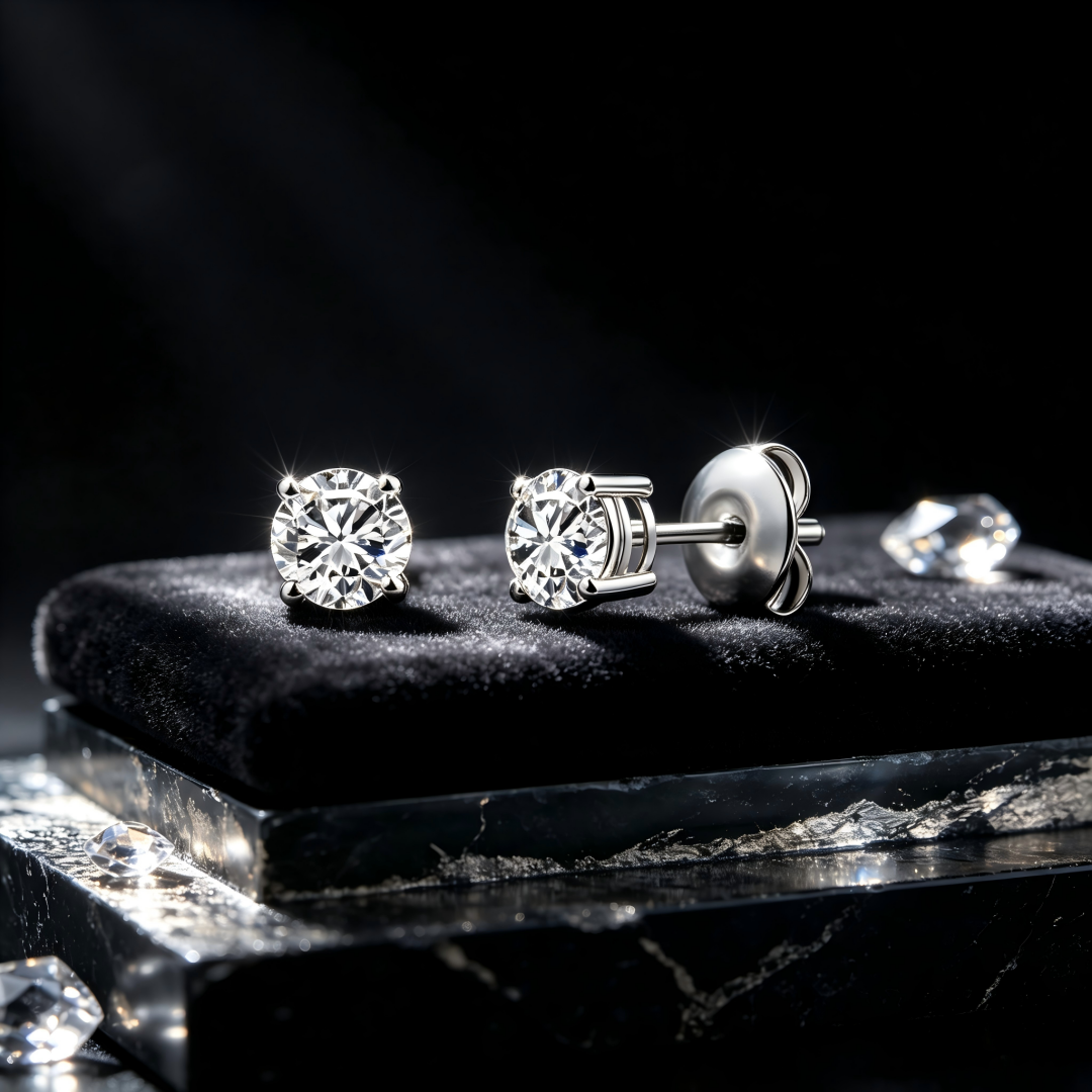 925 Sterling Silver Lab Grown Diamond Four-Prong Solitaire Earring Studs - 0.30ctw