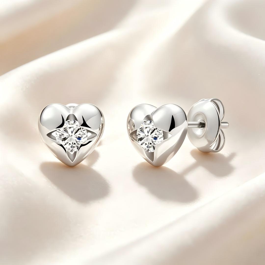 925 Sterling Silver Round Lab Grown Diamond Earrings-0.245ctw