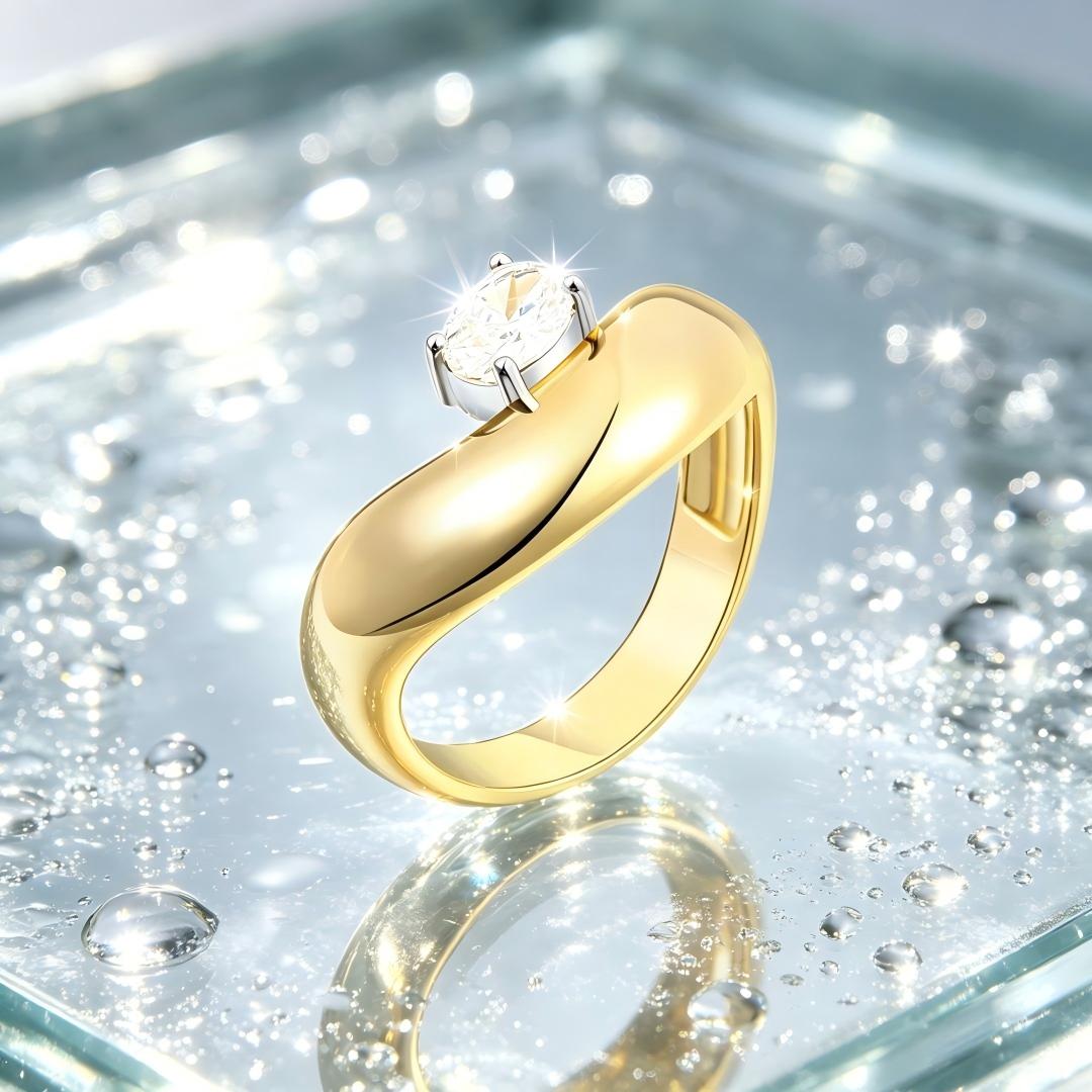 925 Sterling Silver Oval Cut Lab Grown Diamond Solitaire Ring-0.39ctw