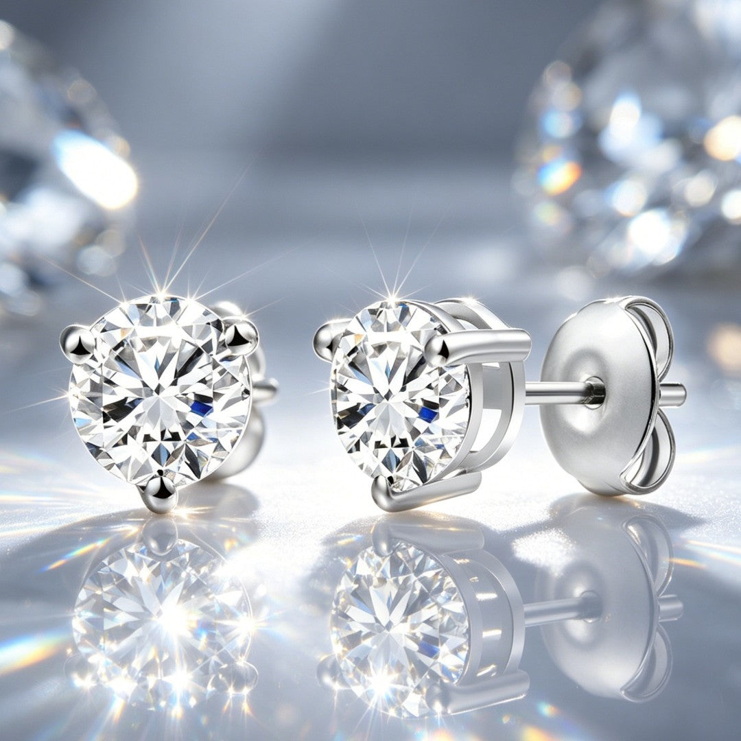 925 Sterling Silver Lab Grown Diamond Martini Earring Studs - 0.849ctw