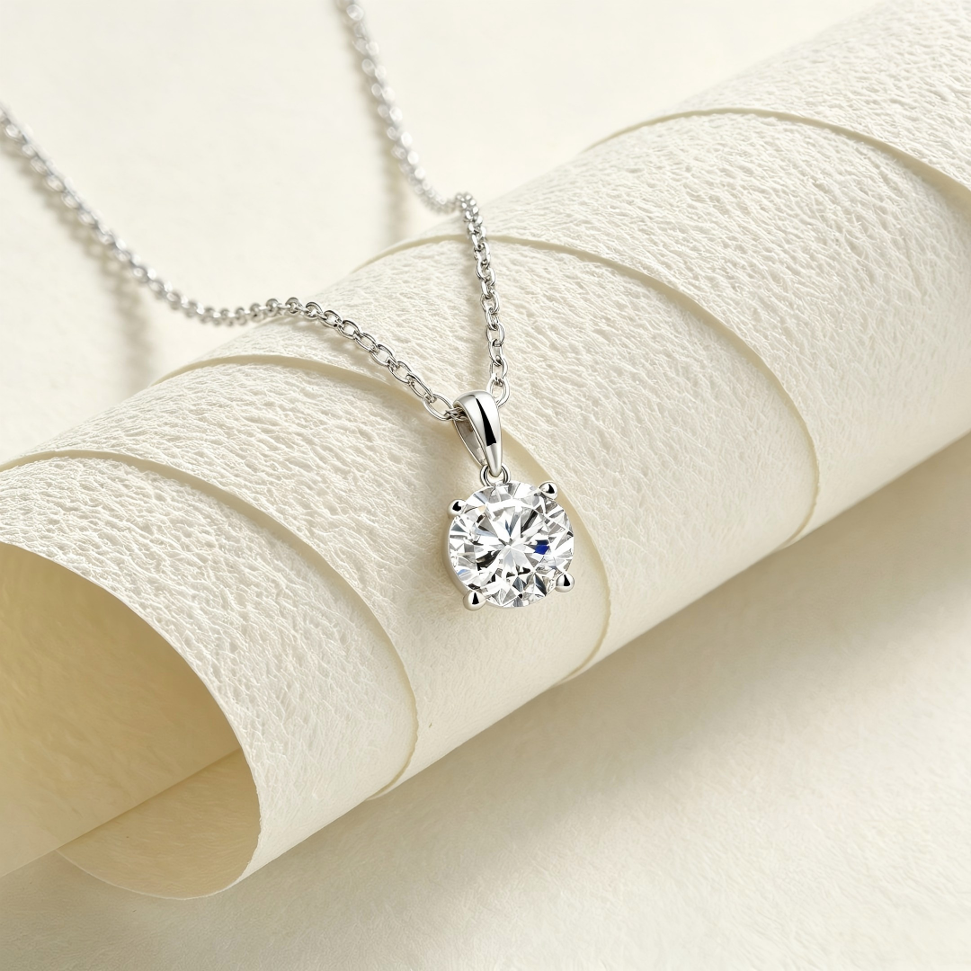 925 Sterling Silver Lab Grown Diamond Solitaire Pendant -1.69ct