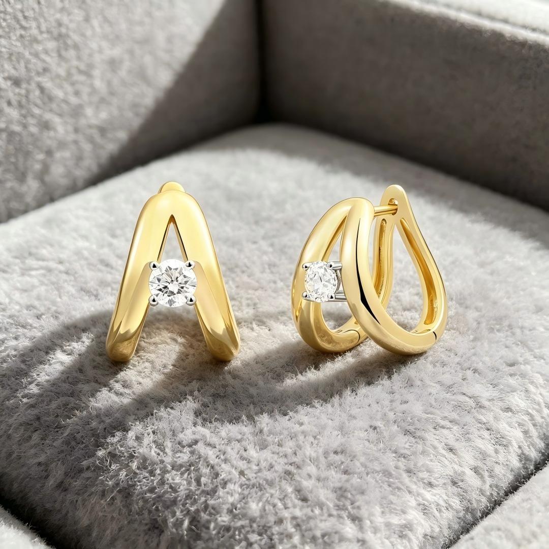 925 Sterling Silver Round Lab Grown Diamond Hoop Earrings-0.764ctw