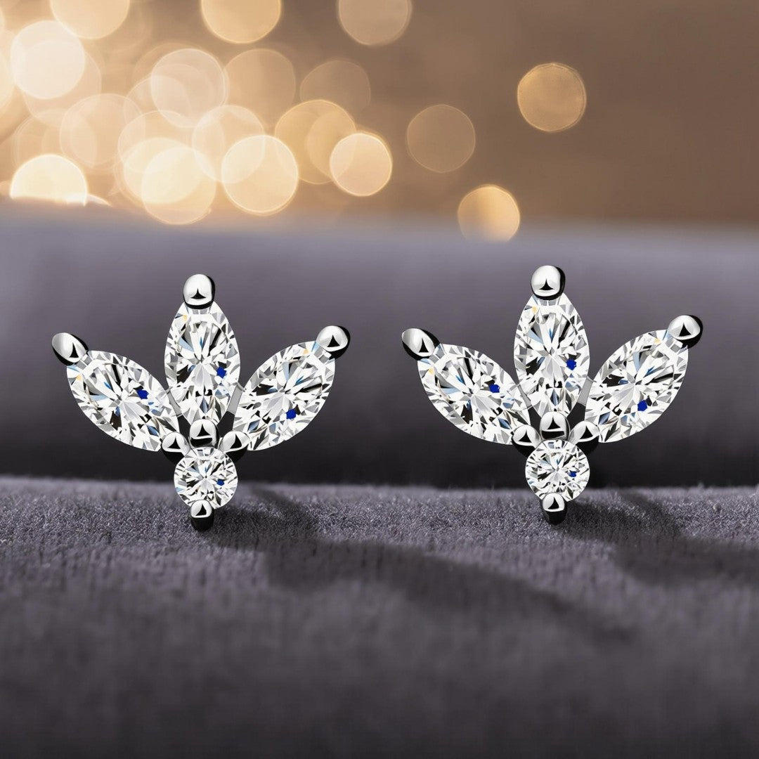925 Sterling Silver Pear and Round Cut Lab Grown Diamond Earrings-0.407ctw