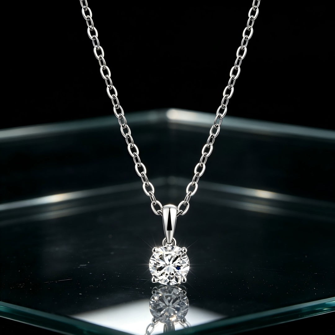 925 Sterling Silver Lab Grown Diamond Solitaire Pendant -0.511ct