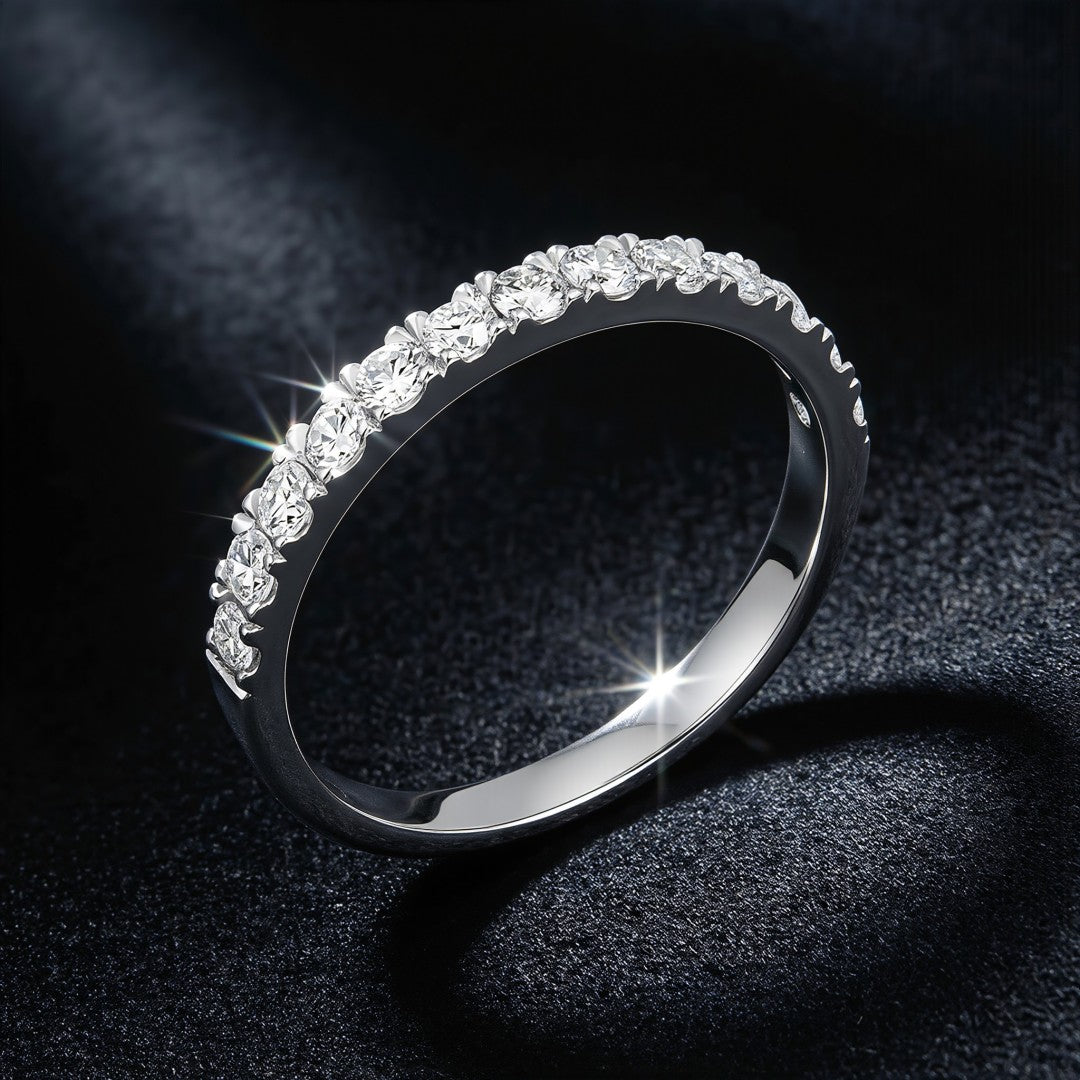 925 Sterling Silver Lab Grown Diamond Pave Band-0.52ctw