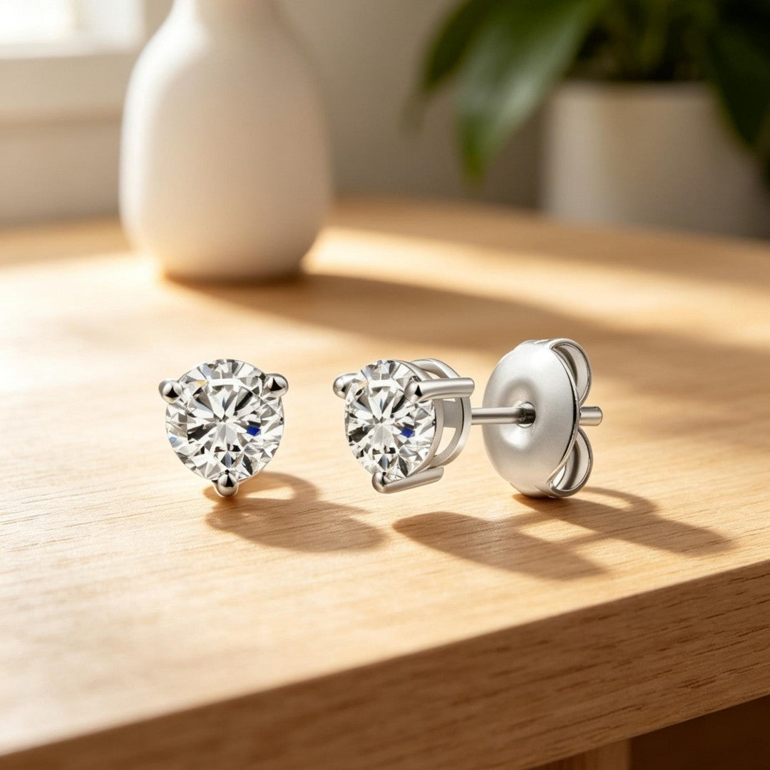 925 Sterling Silver Lab Grown Diamond Martini Earring Studs - 0.6ctw