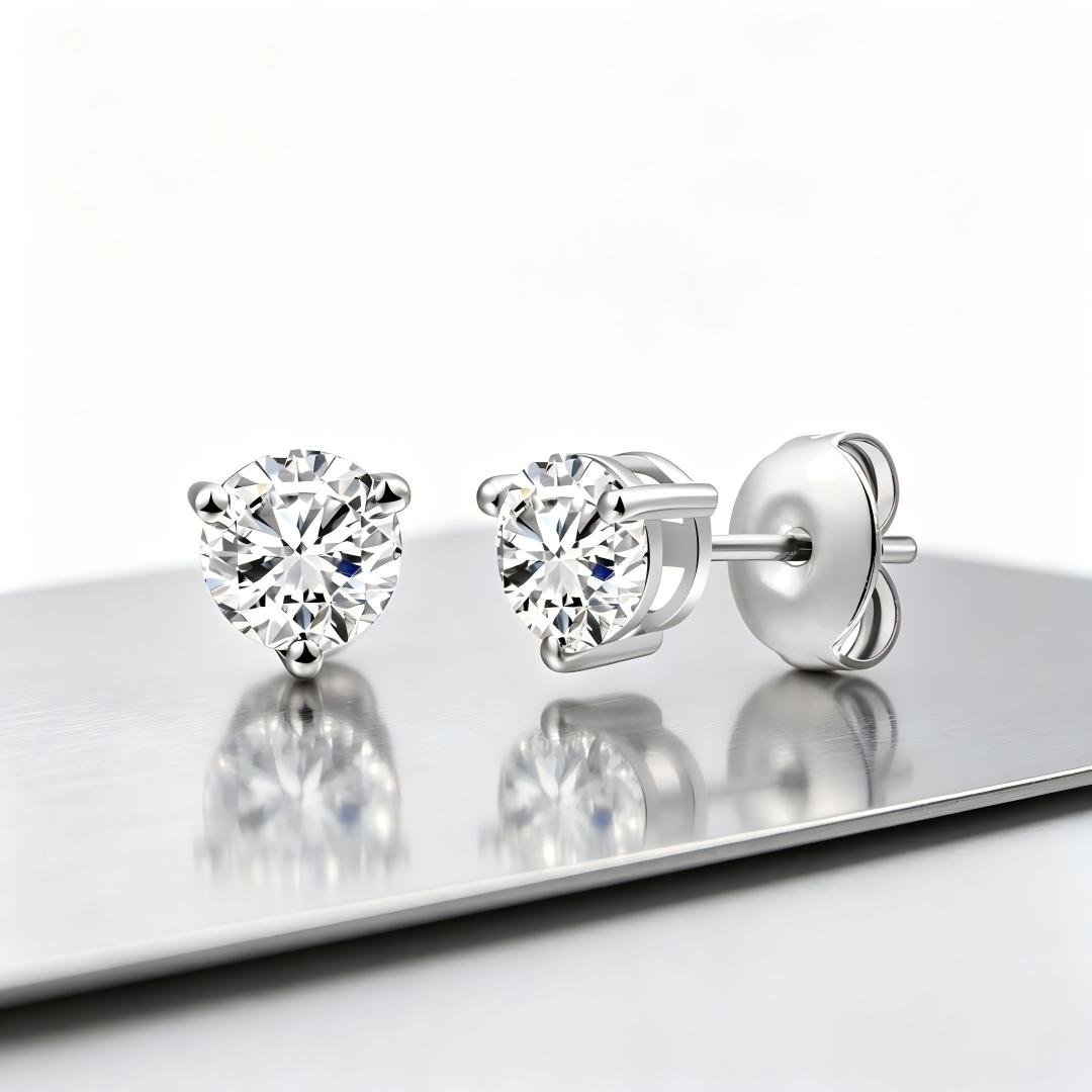 925 Sterling Silver Lab Grown Diamond Martini Earring Studs - 0.72ctw