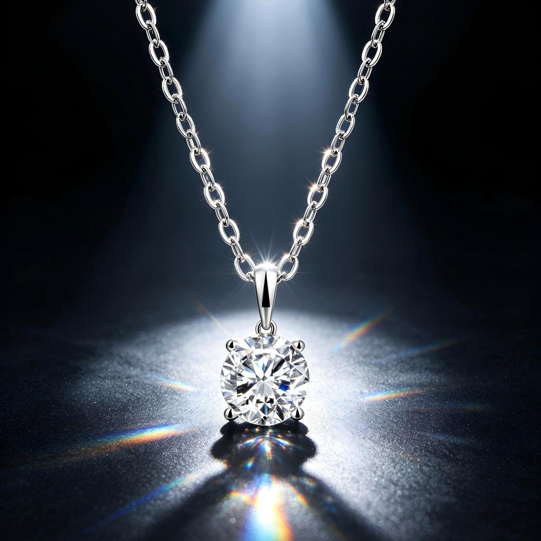 925 Sterling Silver Lab Grown Diamond Solitaire Pendant -1.69ct
