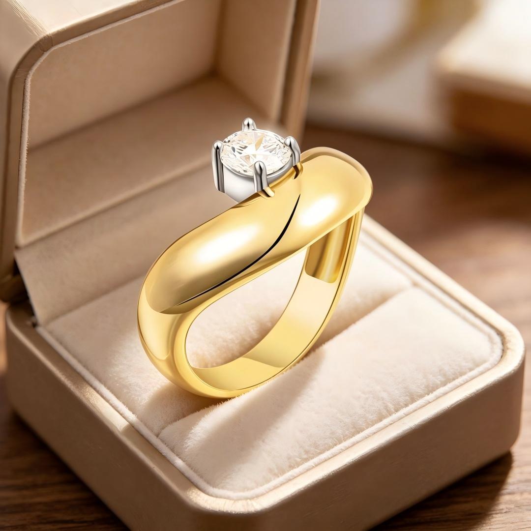 925 Sterling Silver Round Lab Grown Diamond Solitaire Ring-0.516ctw
