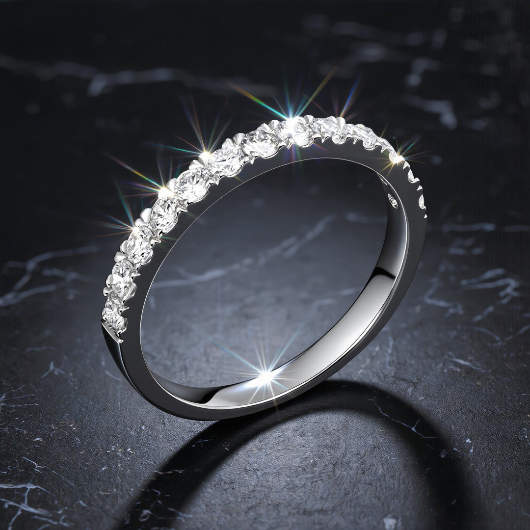 925 Sterling Silver Lab Grown Diamond Pave Band-0.52ctw