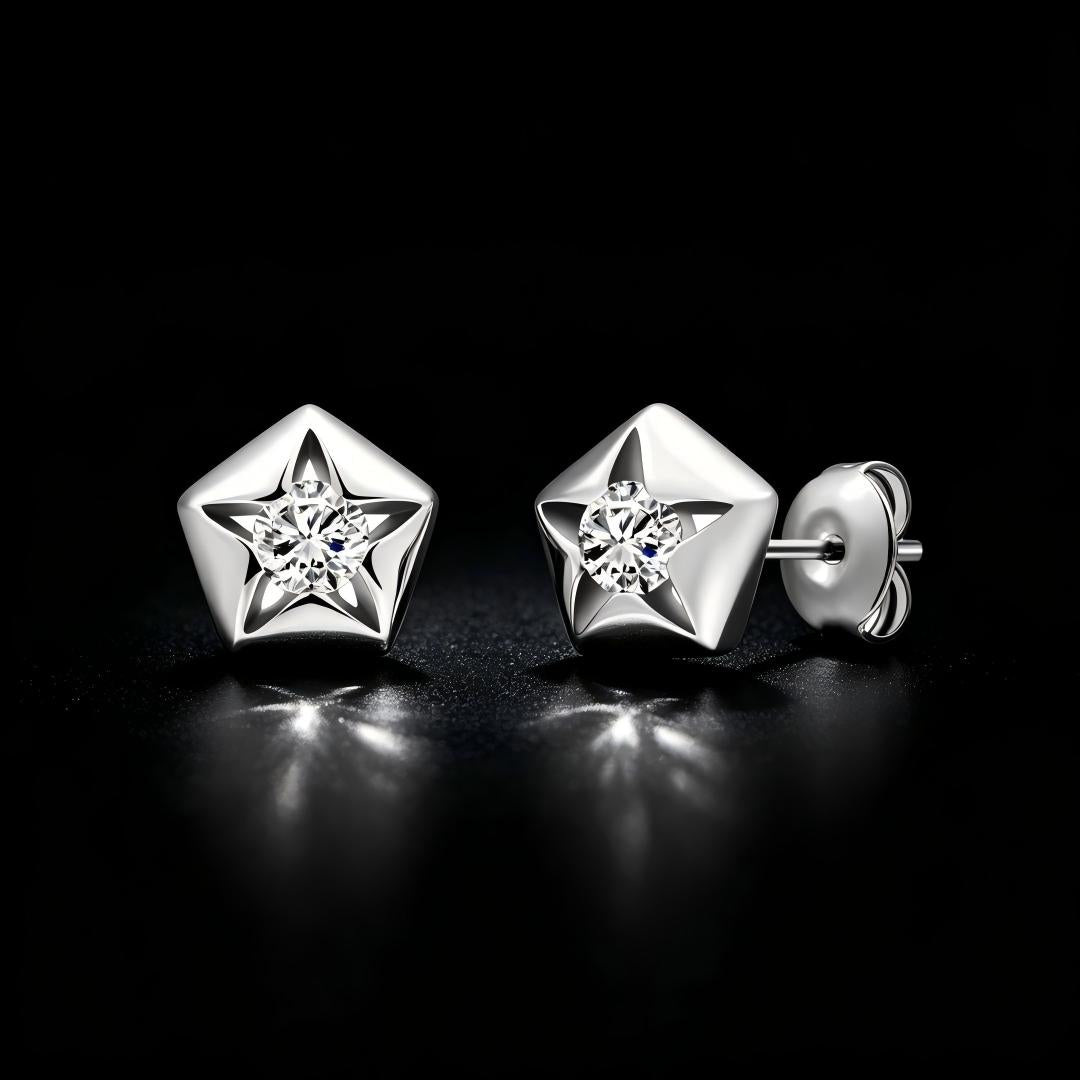 925 Sterling Silver Round Lab Grown Diamond Earrings-0.245ctw