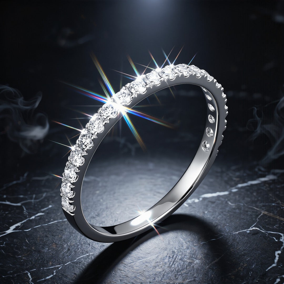 925 Sterling Silver Lab Grown Diamond Pave Band-0.39ctw