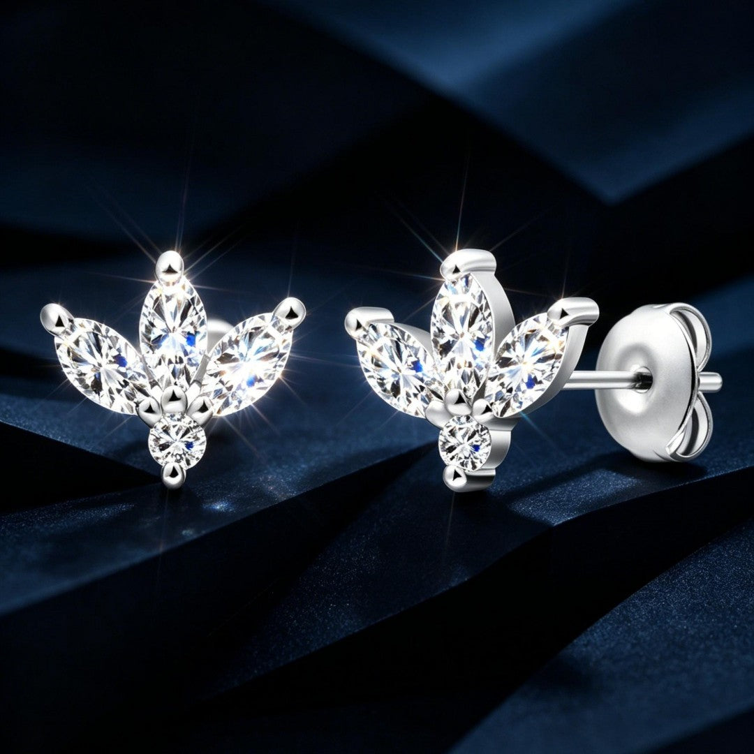 925 Sterling Silver Pear and Round Cut Lab Grown Diamond Earrings-0.407ctw