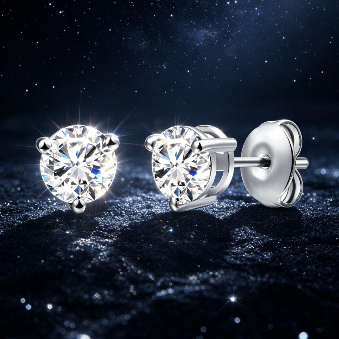 925 Sterling Silver Lab Grown Diamond Martini Earring Studs - 0.78ctw