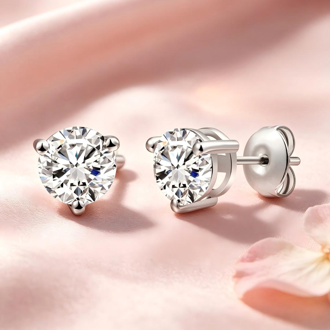 925 Sterling Silver Lab Grown Diamond Martini Earring Studs - 1.44ctw
