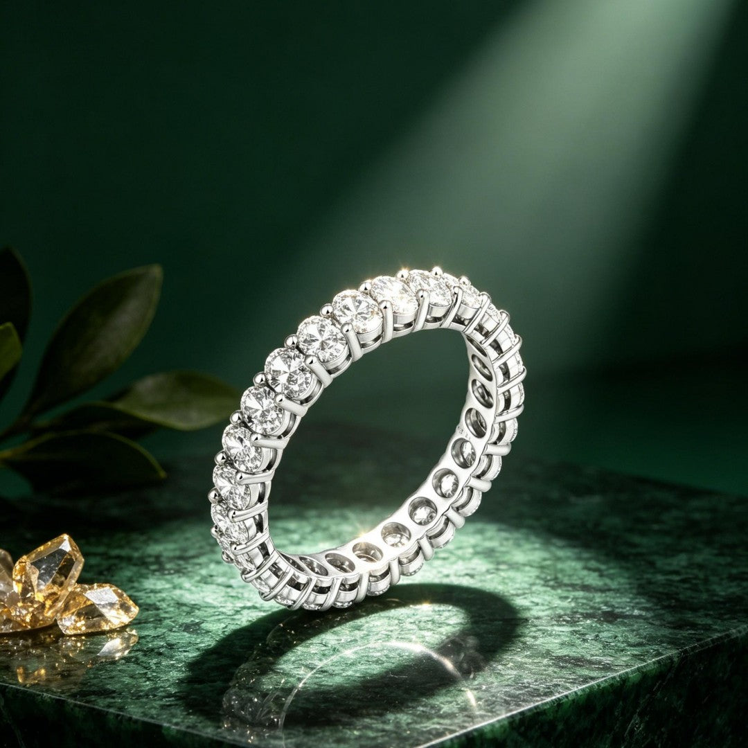 925 Sterling Silver Lab Grown Diamond Baggett Shape Band-2.19ctw