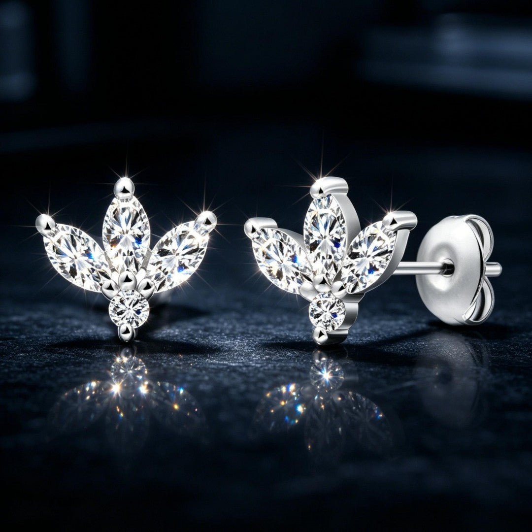 925 Sterling Silver Pear and Round Cut Lab Grown Diamond Earrings-0.407ctw
