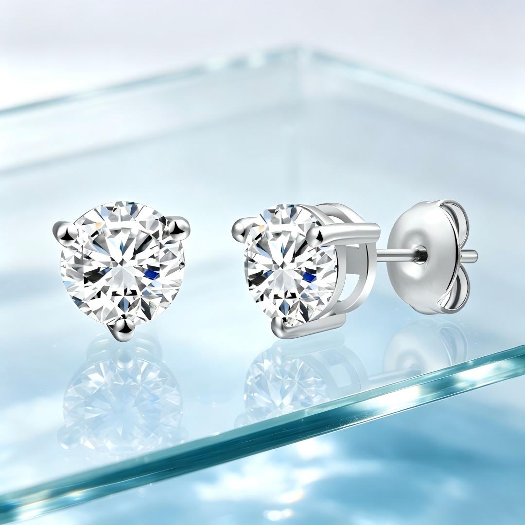 925 Sterling Silver Lab Grown Diamond Martini Earring Studs - 1.44ctw