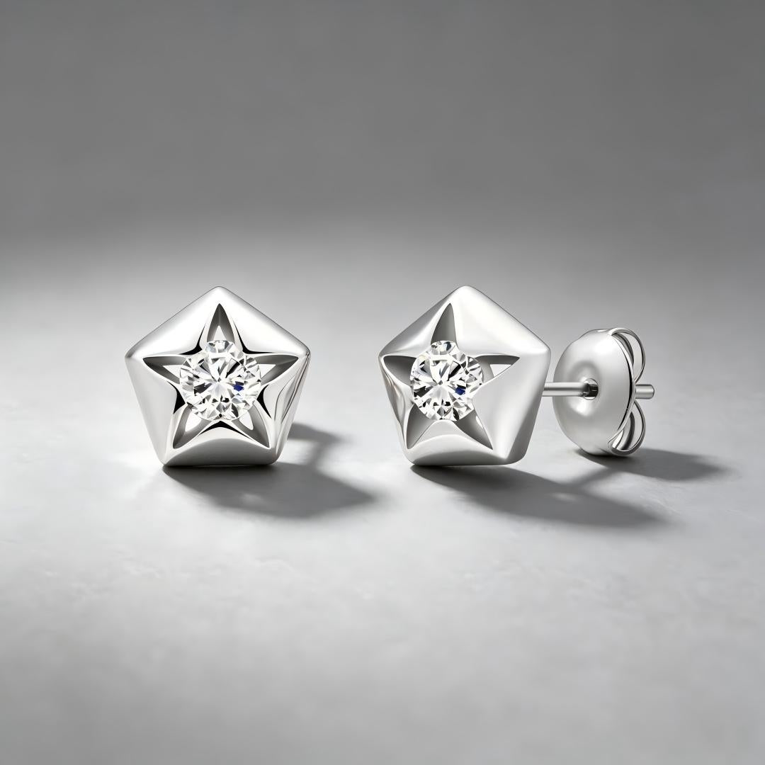925 Sterling Silver Round Lab Grown Diamond Earrings-0.245ctw