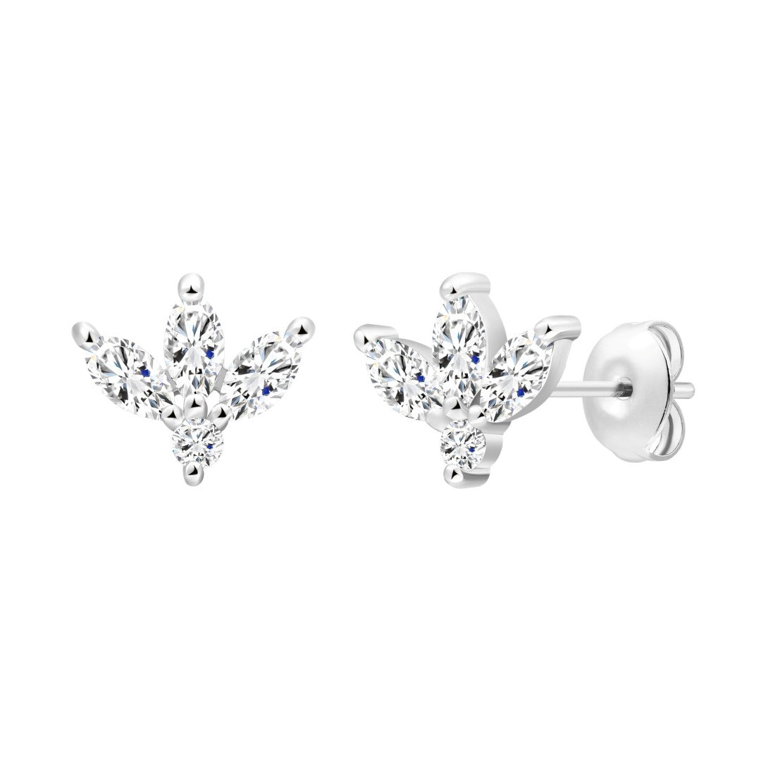 925 Sterling Silver Pear and Round Cut Lab Grown Diamond Earrings-0.407ctw