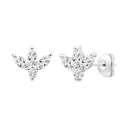 925 Sterling Silver Pear and Round Cut Lab Grown Diamond Earrings-0.407ctw