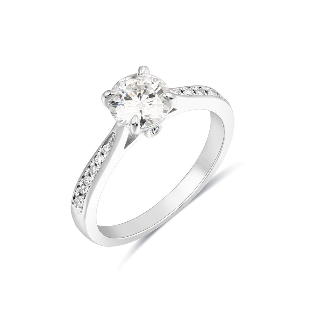 925 Sterling Silver Round Lab Grown Diamond solitaire Ring-1.111ctw