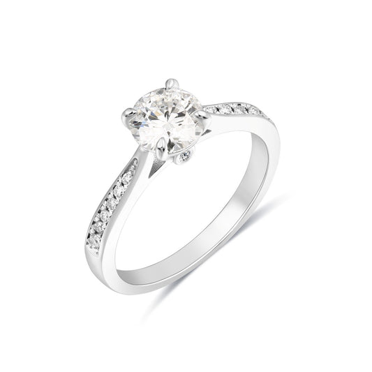 925 Sterling Silver Round Lab Grown Diamond solitaire Ring-1.111ctw