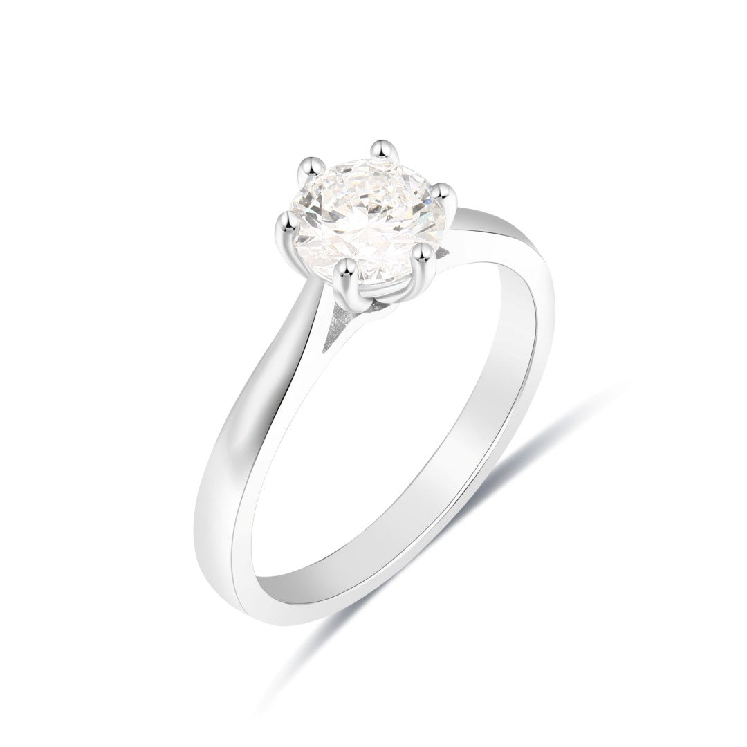 925 Sterling Silver Round Lab Grown Diamond solitaire Ring-1.02ctw
