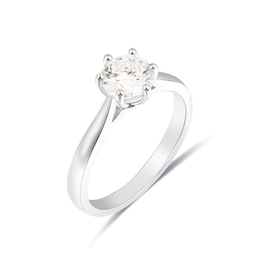 925 Sterling Silver Round Lab Grown Diamond solitaire Ring-1.02ctw