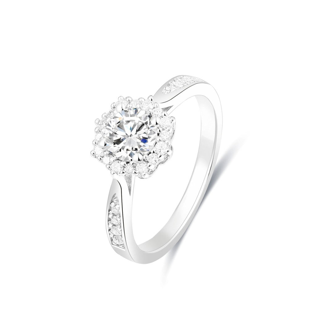 925 Sterling Silver Lab Grown Diamond Engagement Ring-0.891ctw
