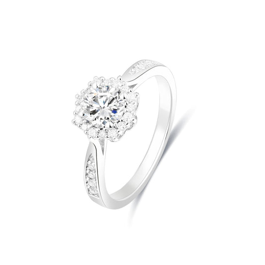 925 Sterling Silver Lab Grown Diamond Engagement Ring-0.891ctw